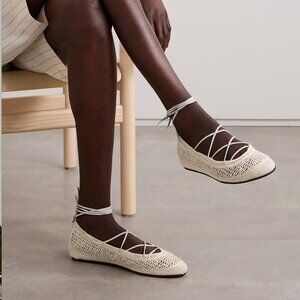 ISABEL MARANT Belna leather-trimmed crocheted ballet flats